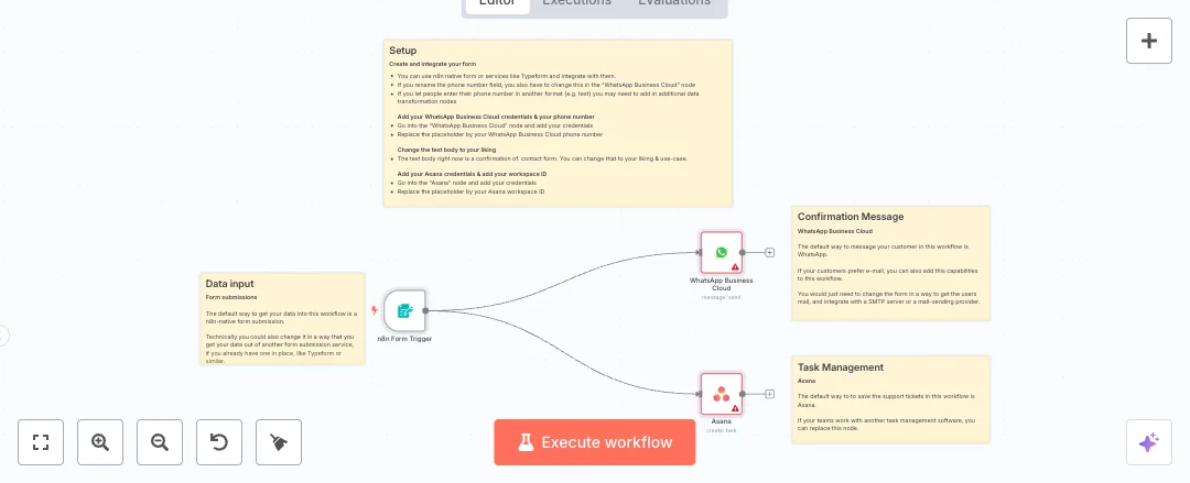 Automate WhatsApp and Asana Support Tickets