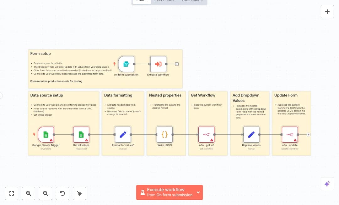 Sync Google Sheets Form Options