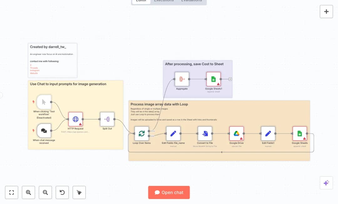 Generate OpenAI Images to Drive and Sheets