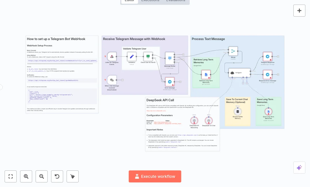 Automate Telegram DeepSeek Support with Google Docs Memory