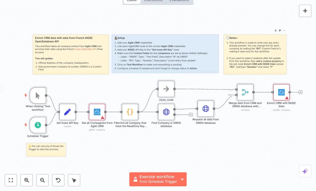 Sync Agile CRM with INSEE for Data Accuracy