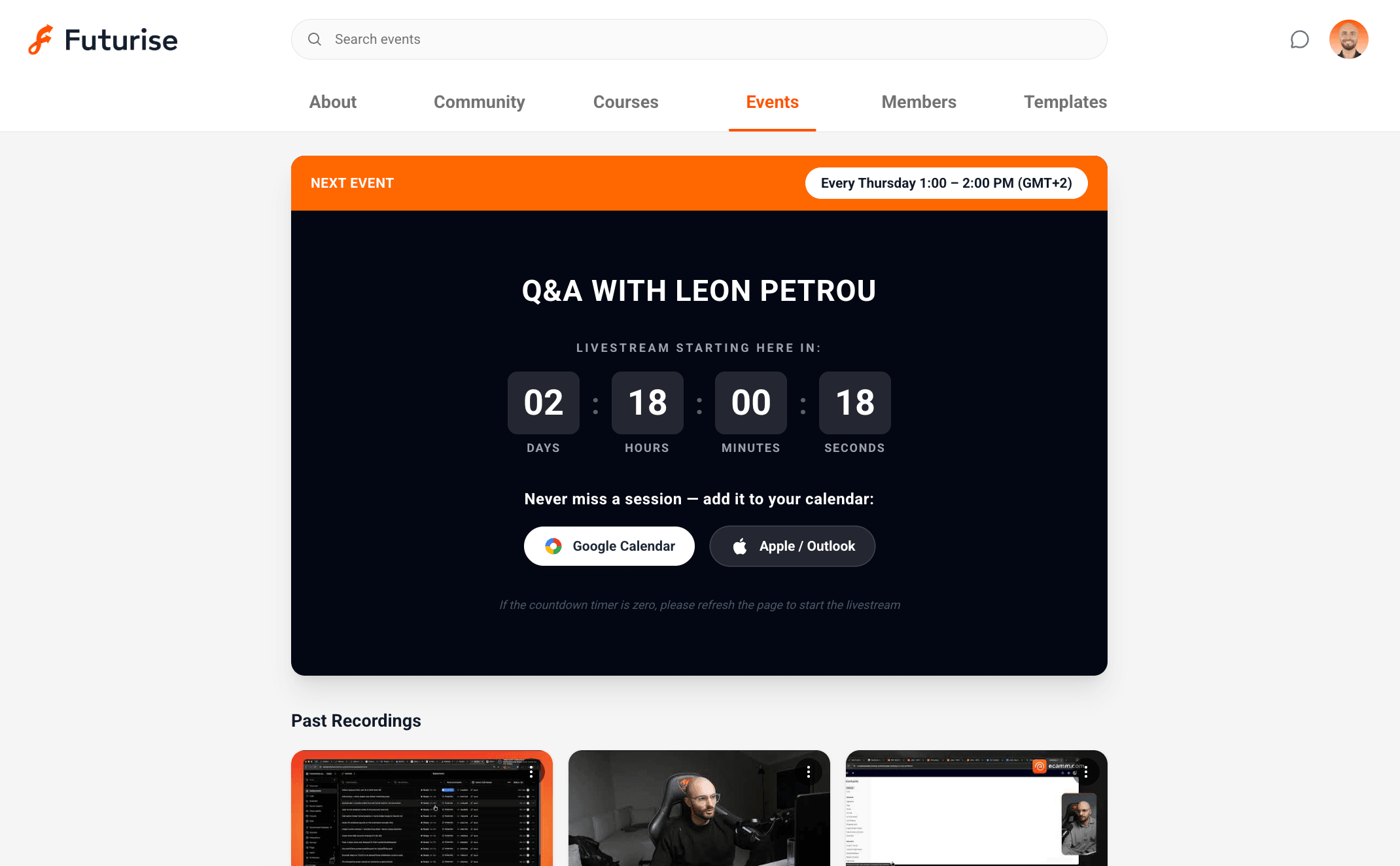 Futurise live events where Leon builds AI agents on stream