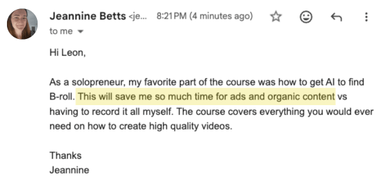 Testimonial from our student Jeannine
